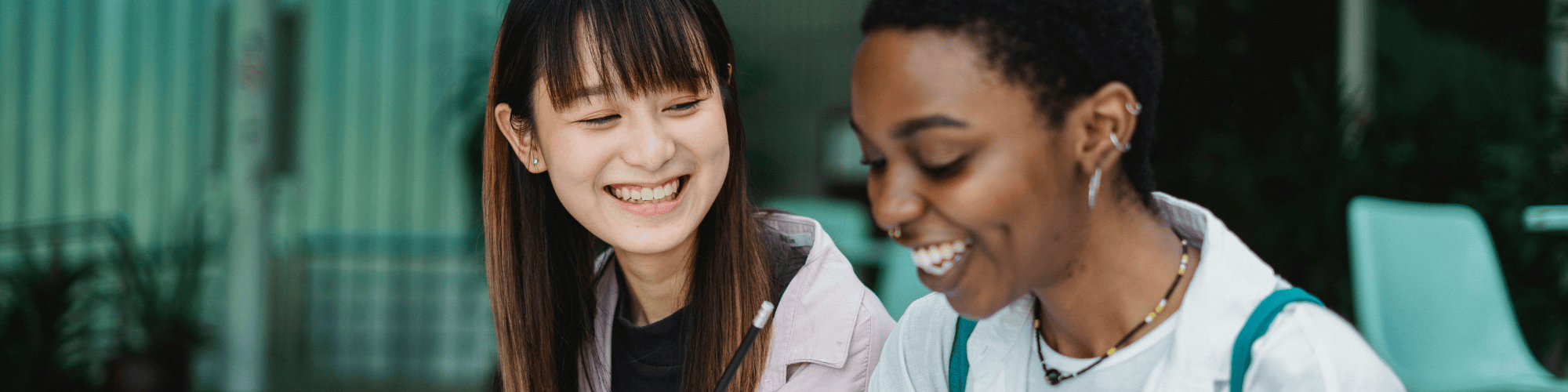 High school student talking and laughing
