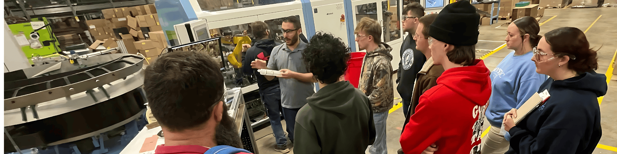 Students on a manufacturing tour